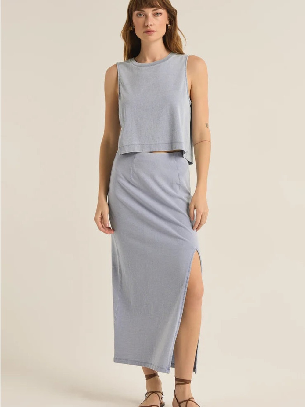NWT Z Supply Shilo Knit Denim Skirt - Small / Washed Indigo